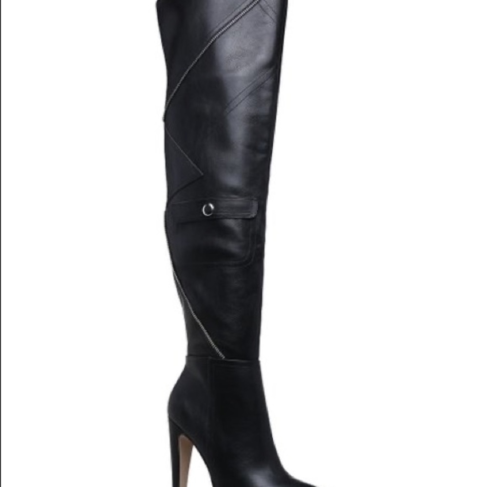 Black Zipper Over-the-Knee Boot